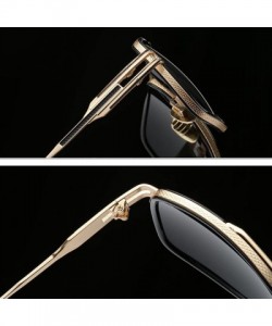 Aviator Retro Oversized Pilot Sunglasses Metal Frame for Men Women Square Glasses Mirror Lens Gold Rim - 7 - CR19547AYD0 $14.11