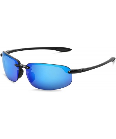 Wrap Sports Sunglasses for Men Women Tr90 Rimless Frame for Running Fishing Baseball Driving MJ8001 - CW18HCWQ6QS $16.93