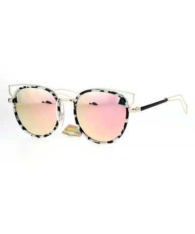 Cat Eye Womens Retro Designer Cat Eye Wire Horn Rim Diva Sunglasses - Black White - CA12NW4VTZK $7.91