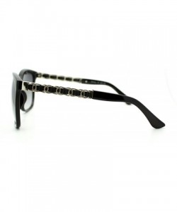 Square Womens Metal Chain Arm Thin Plastic Oversize Horn Rim Style Sunglasses - Black Black - C311YHUZFYR $18.76