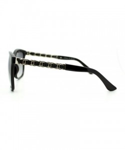 Square Womens Metal Chain Arm Thin Plastic Oversize Horn Rim Style Sunglasses - Black Black - C311YHUZFYR $12.51