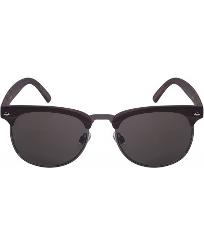 Semi-rimless Vintage Inspired Half Frame Wood Pattern Sunglasses 540916WD-SD - Dark Brown Wood - CU12F0H6HFB $10.86