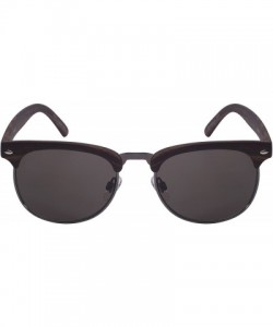 Semi-rimless Vintage Inspired Half Frame Wood Pattern Sunglasses 540916WD-SD - Dark Brown Wood - CU12F0H6HFB $10.86