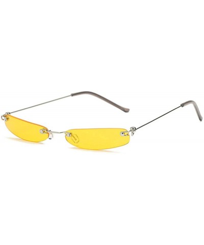 Rimless Fashion Super Small Fashion Chic Rimless Sunglasses Brand Designer Candy Color - Yellow - CN18T7TMU03 $15.91