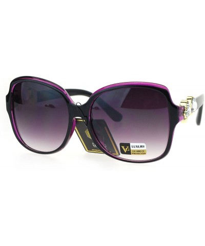 Square Two Hearts Rhinestones Womens Fashion Sunglasses Square Frame UV 400 - Purple - CF186SKZQE9 $11.29
