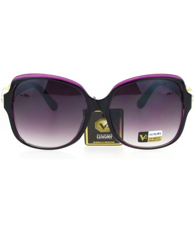 Square Two Hearts Rhinestones Womens Fashion Sunglasses Square Frame UV 400 - Purple - CF186SKZQE9 $11.29