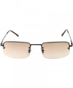 Semi-rimless Small Slim 90's Popular Nineties Rectangular Sunglasses Clear Rimless Eyewear - Bronze Frame - Brown - C718W9MR3...