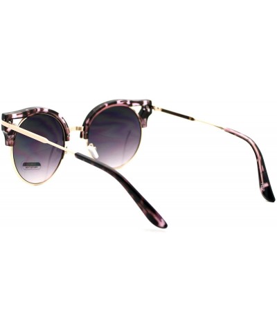 Round Designer Round Cateye Fashion Sunglasses For Women Unique Wing Top - Pink Tortoise - CE188AKIUEW $12.07