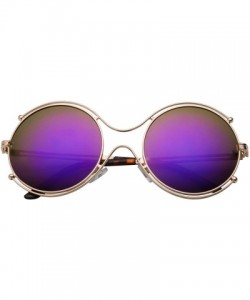 Aviator Women's Aviator Round Lens Vintage Style Sunglasses - Gold Frame Purple Gradient Lens - CG12LZTY0MZ $17.06