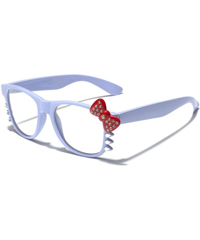 Wayfarer Non-Prescription Clear Lens Hello Kitty Bow Tie Women Girls Fashion Glasses - CG11P3RB8NF $13.06