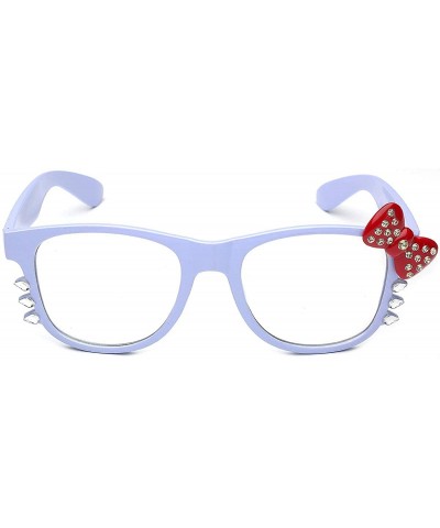 Wayfarer Non-Prescription Clear Lens Hello Kitty Bow Tie Women Girls Fashion Glasses - CG11P3RB8NF $13.06