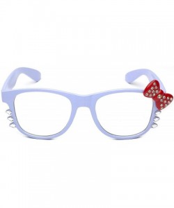 Wayfarer Non-Prescription Clear Lens Hello Kitty Bow Tie Women Girls Fashion Glasses - CG11P3RB8NF $13.06