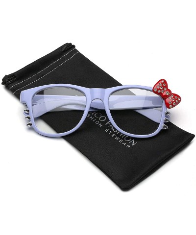 Wayfarer Non-Prescription Clear Lens Hello Kitty Bow Tie Women Girls Fashion Glasses - CG11P3RB8NF $13.06