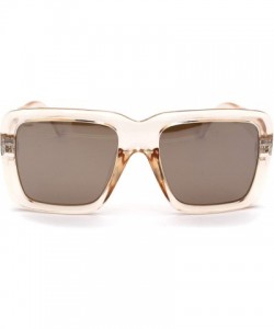 Rectangular Womens Thick Plastic Mobster Nerd Geeky Retro Sunglasses - Peach Brown Mirror - CN18ZM0S29U $9.61