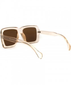 Rectangular Womens Thick Plastic Mobster Nerd Geeky Retro Sunglasses - Peach Brown Mirror - CN18ZM0S29U $9.61