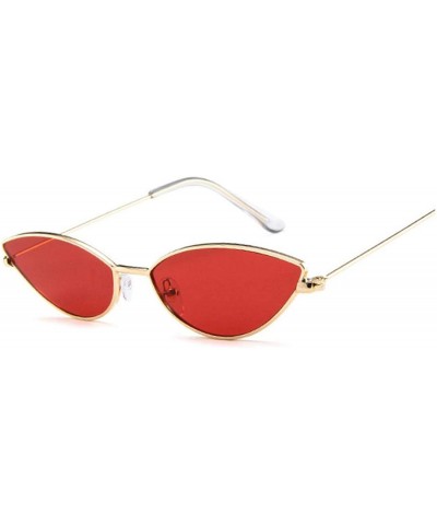 Aviator Retro Cat Eye Sunglasses Women Designer Metal Frame Circle Sun Glasses Female Fashion Clear Shades - Goldred - CN198Z...