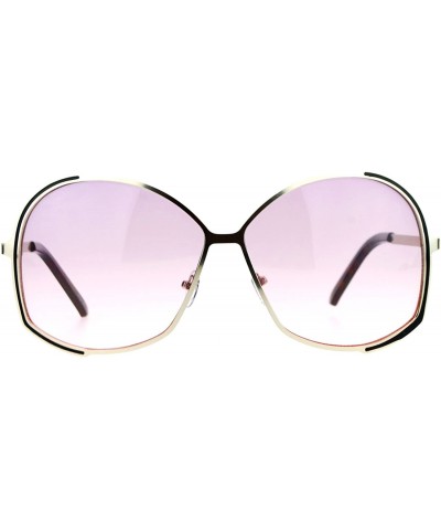 Oversized Womens Designer Fashion Sunglasses Oversized Metal Frame Gradient Lens - Light Gold - C8188OQZX4M $22.14
