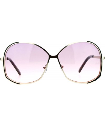 Oversized Womens Designer Fashion Sunglasses Oversized Metal Frame Gradient Lens - Light Gold - C8188OQZX4M $12.49