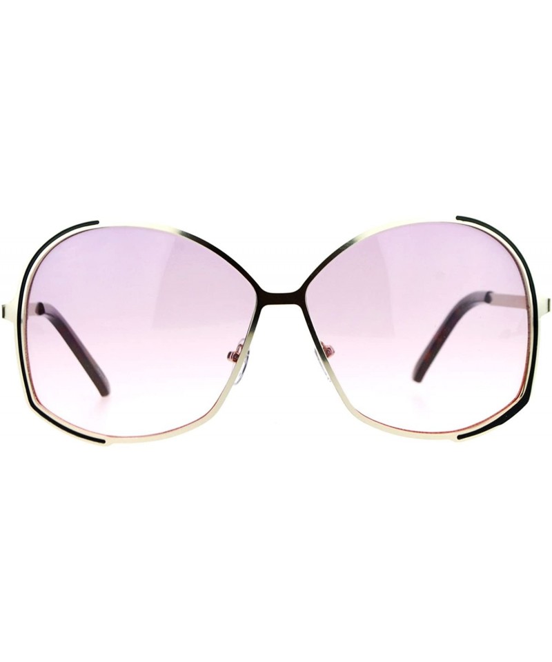 Oversized Womens Designer Fashion Sunglasses Oversized Metal Frame Gradient Lens - Light Gold - C8188OQZX4M $12.49