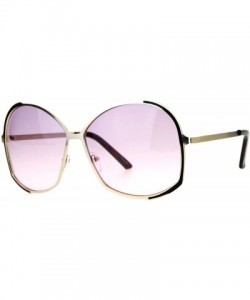 Oversized Womens Designer Fashion Sunglasses Oversized Metal Frame Gradient Lens - Light Gold - C8188OQZX4M $12.49
