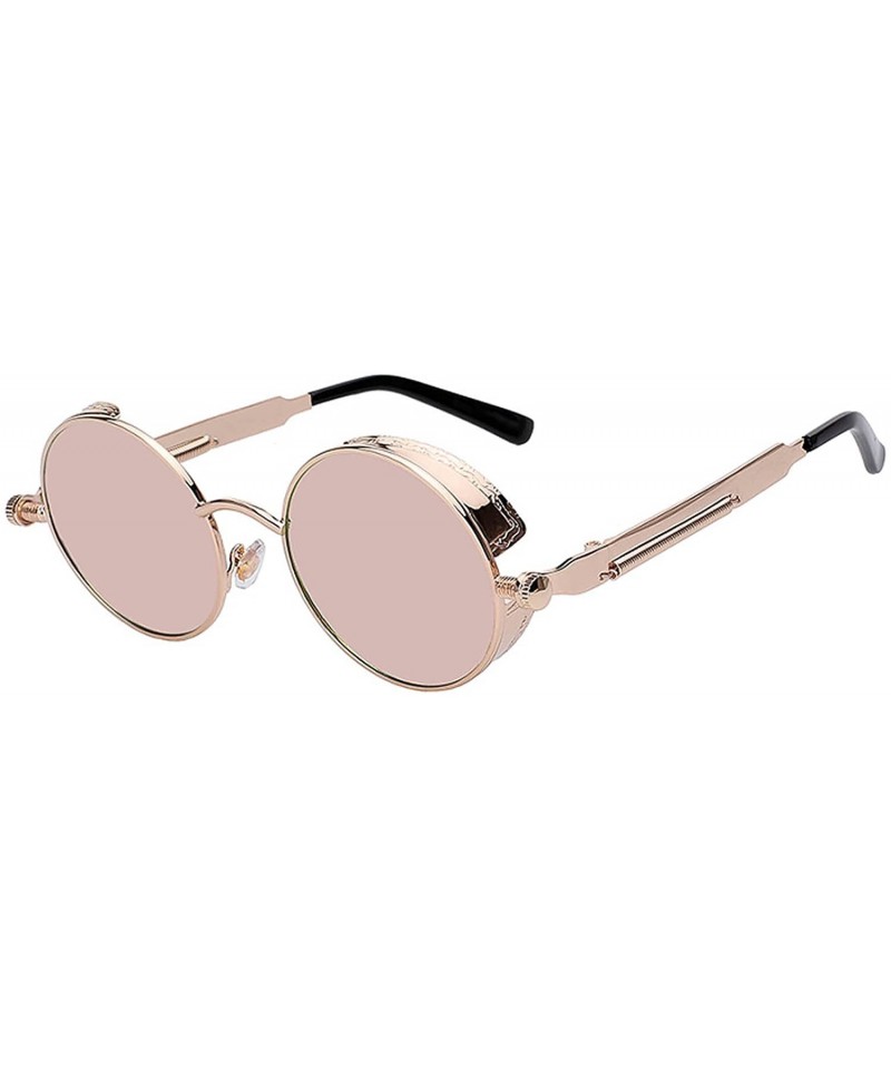 Round Steampunk Retro Gothic Vintage Colored Metal Round Circle Frame Sunglasses Colored Lens - CS186TIK8L2 $14.74