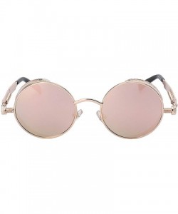 Round Steampunk Retro Gothic Vintage Colored Metal Round Circle Frame Sunglasses Colored Lens - CS186TIK8L2 $14.74