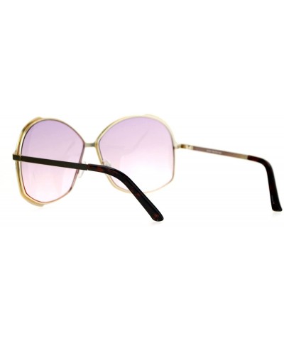 Oversized Womens Designer Fashion Sunglasses Oversized Metal Frame Gradient Lens - Light Gold - C8188OQZX4M $12.49