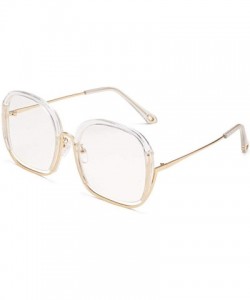 Goggle Personality Big Box Sunglasses Female Hollow Retro Fashion Ladies Sunglasses - Golden Frame White Flat - CP18X0D296D $...