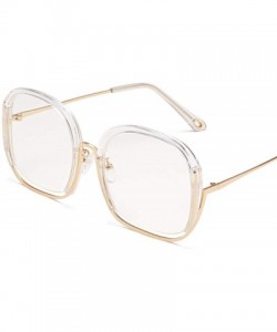 Goggle Personality Big Box Sunglasses Female Hollow Retro Fashion Ladies Sunglasses - Golden Frame White Flat - CP18X0D296D $...