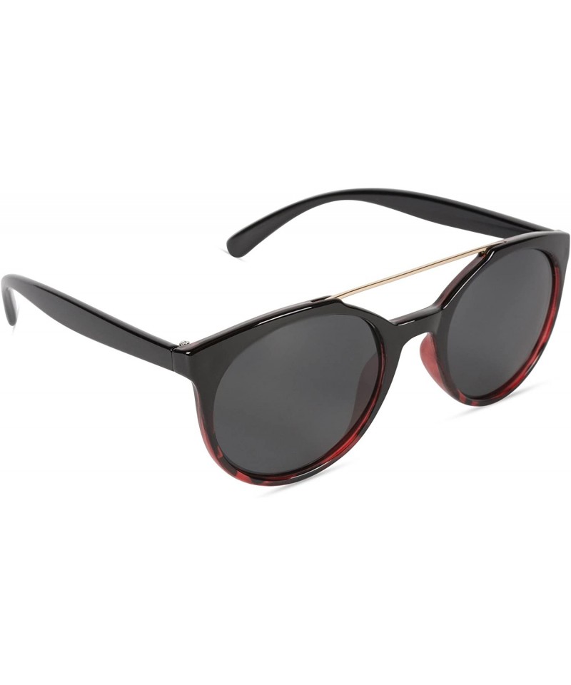 Square Classic Oversized Sunglasses Round - Black to Demi Frame/Smoke Lens - CG18CZZ884Q $15.33