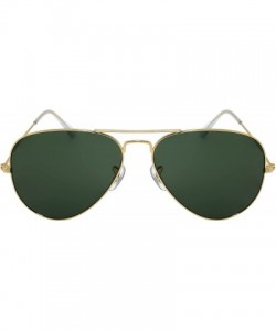 Aviator Metal Aviators Sunglasses for Small Face W/Premium Mineral Glass Lens - Qme08-ir-0502 Green Glass Solid Lens - C318GU...