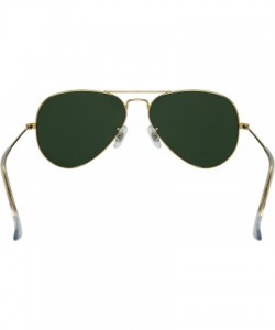 Aviator Metal Aviators Sunglasses for Small Face W/Premium Mineral Glass Lens - Qme08-ir-0502 Green Glass Solid Lens - C318GU...
