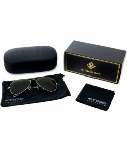 Aviator Metal Aviators Sunglasses for Small Face W/Premium Mineral Glass Lens - Qme08-ir-0502 Green Glass Solid Lens - C318GU...