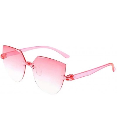 Round Rimless Sunglasses Colored Transparent Round Eyewear Retro Eyeglasses for Women Men - B - CY190L0E2ZA $18.97