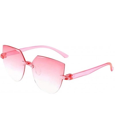 Round Rimless Sunglasses Colored Transparent Round Eyewear Retro Eyeglasses for Women Men - B - CY190L0E2ZA $8.37