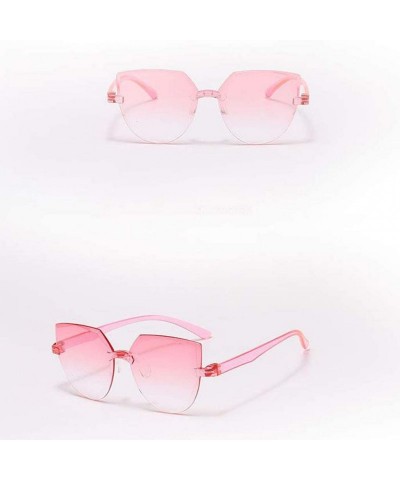 Round Rimless Sunglasses Colored Transparent Round Eyewear Retro Eyeglasses for Women Men - B - CY190L0E2ZA $8.37