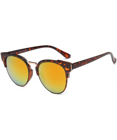 Cat Eye Women Round Cat Eye Fashion Sunglasses - Tortoise - CT18WQ6ZX35 $19.66