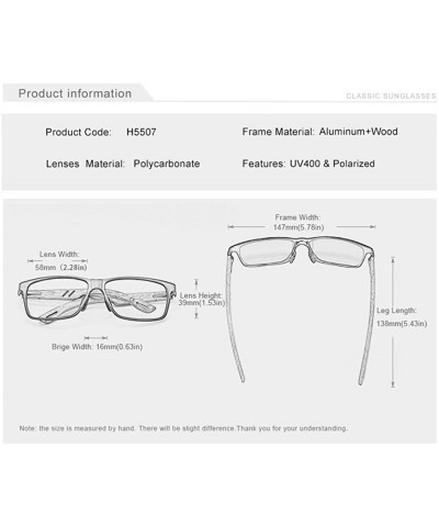 Rectangular Genuine adjustable sunglasses Square men polarized UV400 Al-Mg And Bamboo - Black/Red - CD18XMLGCRW $28.05
