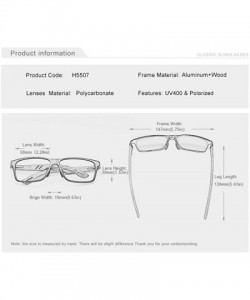 Rectangular Genuine adjustable sunglasses Square men polarized UV400 Al-Mg And Bamboo - Black/Red - CD18XMLGCRW $28.05