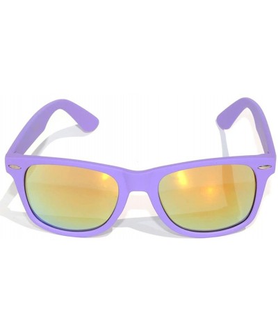 Wayfarer Retro Vintage Sunglasses Colorful Mirror Lens Matte Frame Many Colors - Purple - C511NI56VS1 $7.66