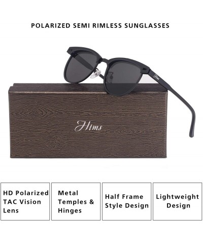 Semi-rimless Half Frame Polarized Semi Rimless Sunglasses Women Men Retro Sun Glasses - Black Lens/Black Frame - C718H500Y8E ...