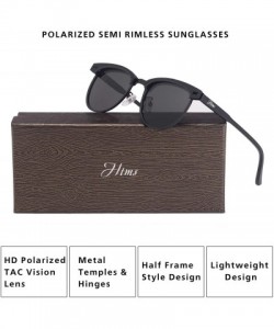 Semi-rimless Half Frame Polarized Semi Rimless Sunglasses Women Men Retro Sun Glasses - Black Lens/Black Frame - C718H500Y8E ...