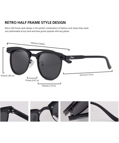 Semi-rimless Half Frame Polarized Semi Rimless Sunglasses Women Men Retro Sun Glasses - Black Lens/Black Frame - C718H500Y8E ...