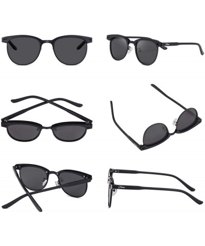 Semi-rimless Half Frame Polarized Semi Rimless Sunglasses Women Men Retro Sun Glasses - Black Lens/Black Frame - C718H500Y8E ...