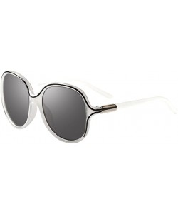 Rectangular Women's Oversized Round Sunglasses Fashion Lightweight UV Protection PC Frame - Polarized White - CT17Y2HTTXD $12.20