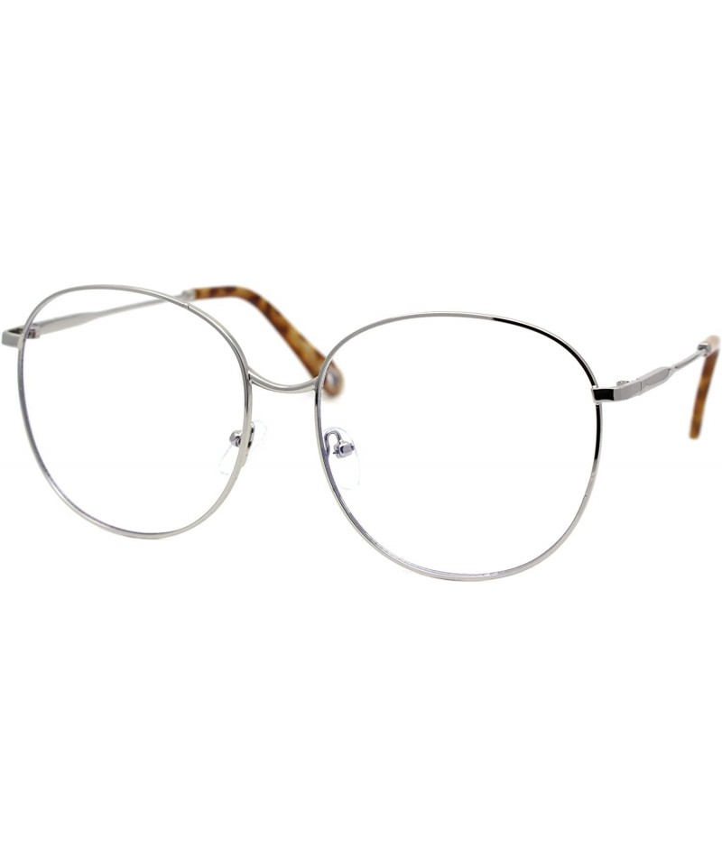 Oversized Womens Oversized Metal Frame Glasses Lightly Tinted & Mirrored Lens UV 400 - Silver Brown Tortoise - CD195OM0N48 $1...