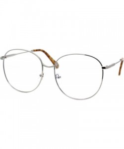 Oversized Womens Oversized Metal Frame Glasses Lightly Tinted & Mirrored Lens UV 400 - Silver Brown Tortoise - CD195OM0N48 $1...