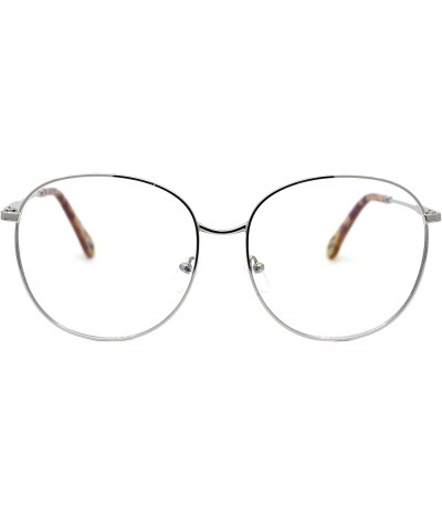 Oversized Womens Oversized Metal Frame Glasses Lightly Tinted & Mirrored Lens UV 400 - Silver Brown Tortoise - CD195OM0N48 $1...