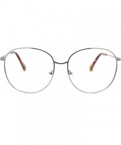 Oversized Womens Oversized Metal Frame Glasses Lightly Tinted & Mirrored Lens UV 400 - Silver Brown Tortoise - CD195OM0N48 $1...