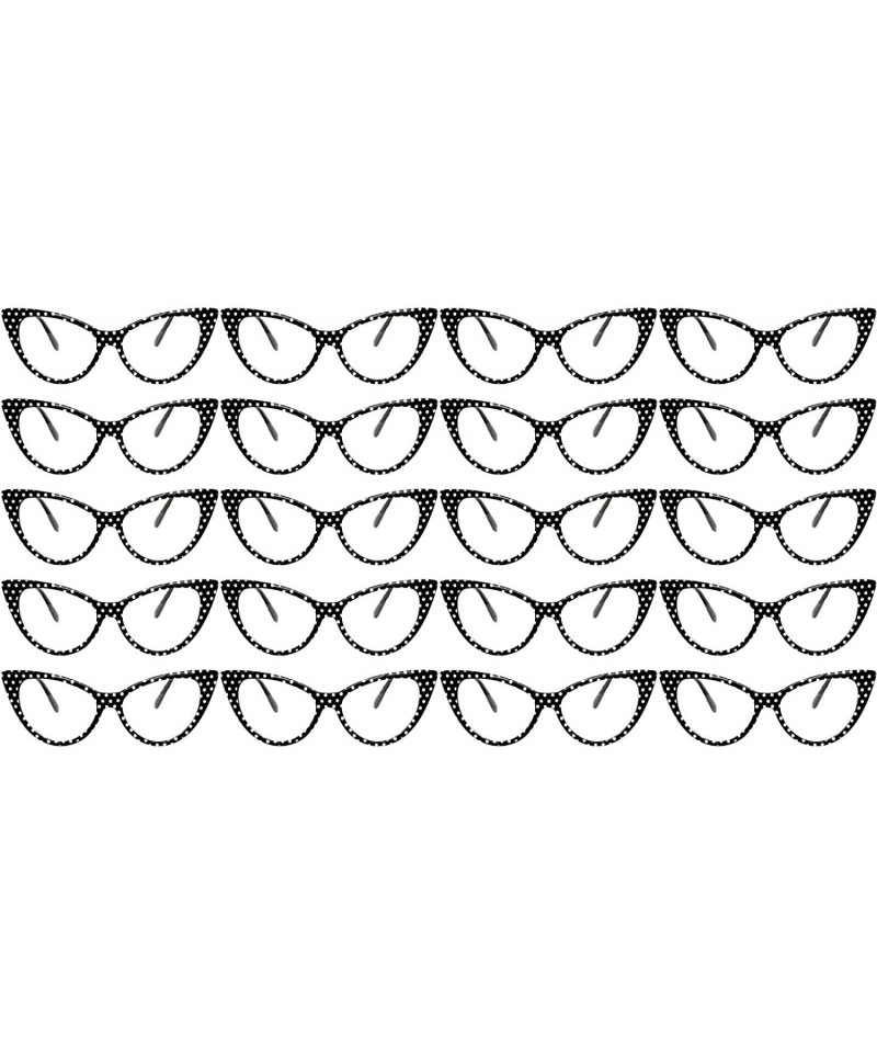 Oval 20 Pirs Wholesale Lot Cat Eye Sunglasses Colored Plastic Frame Colored Lens - 20_pairs_black-dots-frame_clear - CV18CGKW...